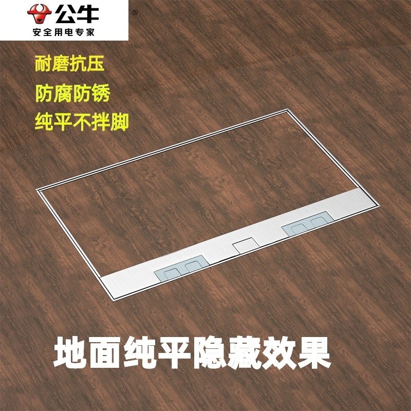 Bull ultra-thin pure flat stealth steel waterproof socket double five-hole embedded marble floor plug