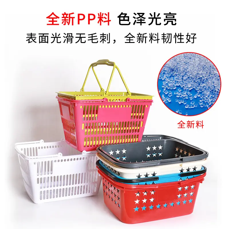 睿忆超市购物篮手提篮加厚塑料框大号KTV筐，家用收纳神器真香预警！