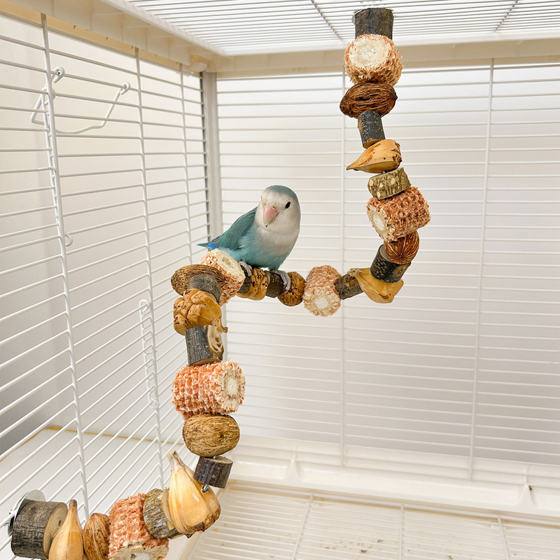 Nut, Pineapple, Corn Husk Parrot Chewing Toy Climbing Perch for Monk Parrots, Lovebirds, Cockatiels, Small Parrots, and Parakeets
