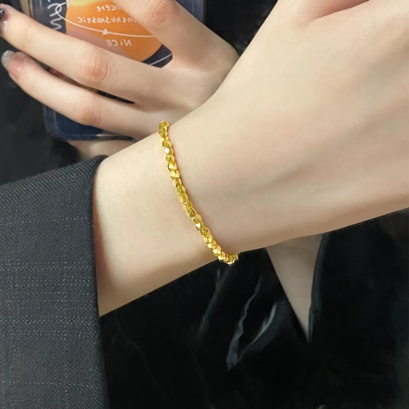 Ancient Method Gold 999 Pure Gold 18K Gold Color Alloy Fortune-Attracting Bracelet New Women's Bracelet Niche Design Versatile