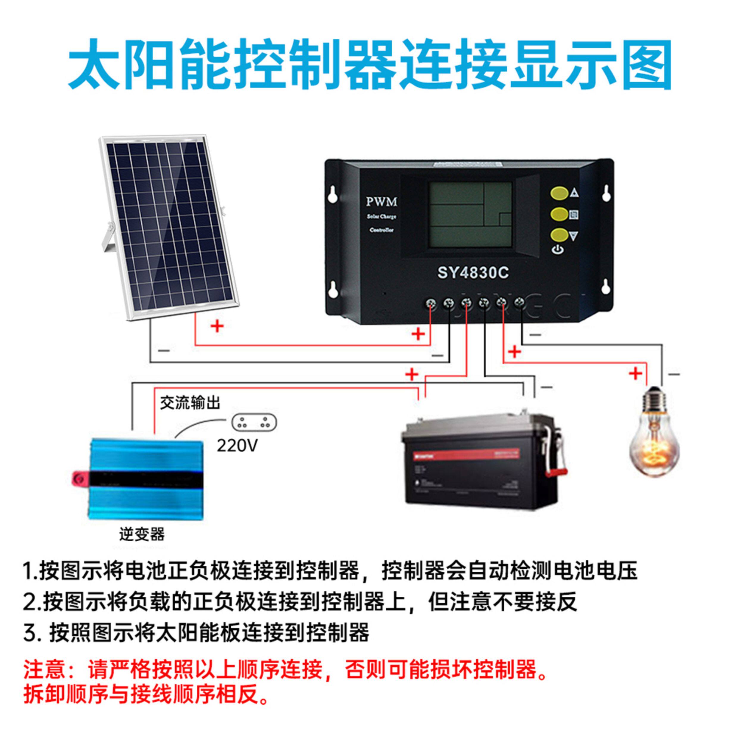 Зарядное устройство 12v24v36v48v全自动通用型充锂电铅酸光伏板发电mppt太阳能控制器