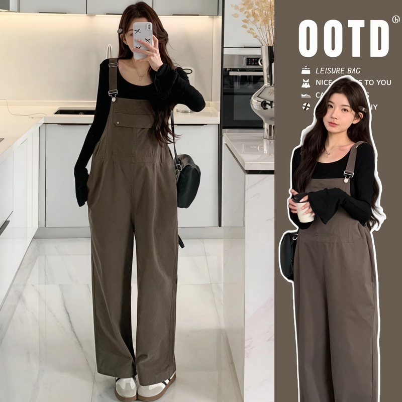 Pregnant Women's Clothing ~ Maternity Autumn Outfit Set 2026 New Casual Lazy Style Overalls Long-Sleeved Top Two-Piece Set Pregnant Women's Clothing ~ Maternity Autumn Outfit Set 2026 New Casual Lazy Style Overalls Long-Sleeved Top Two-Piece Set