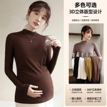 What to wear for pregnant mothersヾMaternity clothes for autumn and winter High elastic knitted bottoming shirts Versatile warm inner mid-collar tops and sweaters