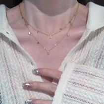 ZaSaFran White Light Starlight French Zircon Tassel Water Drop Necklace Womens Stackable Necklace Light Luxurious Clavicle Chain