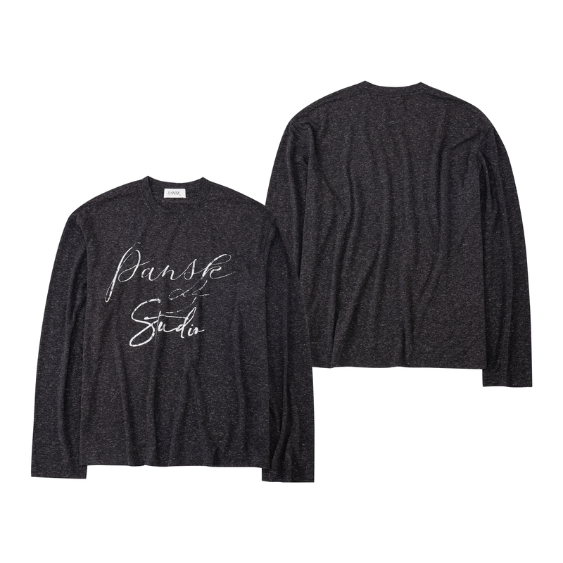 Pansk【Floral Handwriting】Round Neck Loose Korean Style Sunscreen Base Layer Spring/Summer Thin Linen Long Sleeve