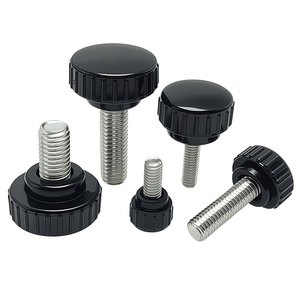 304 Stainless Steel Round Head Thumb Screws with Round Knurled Straight Pattern Handle Knob Screws with Plastic-Coated H