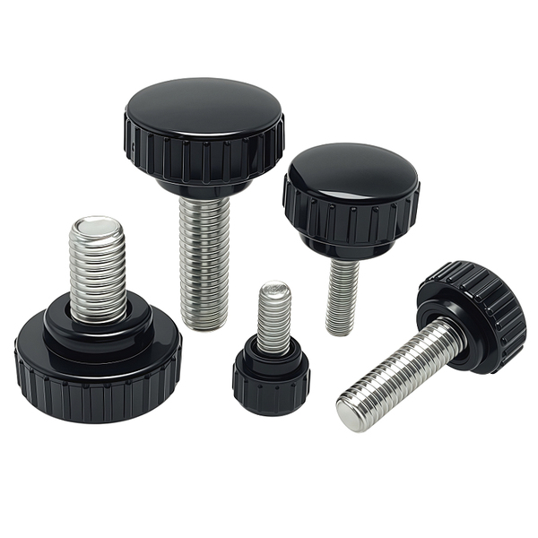 304 Stainless Steel Round Head Thumb Screws with Round Knurled Straight Pattern Handle Knob Screws with Plastic-Coated Handles
