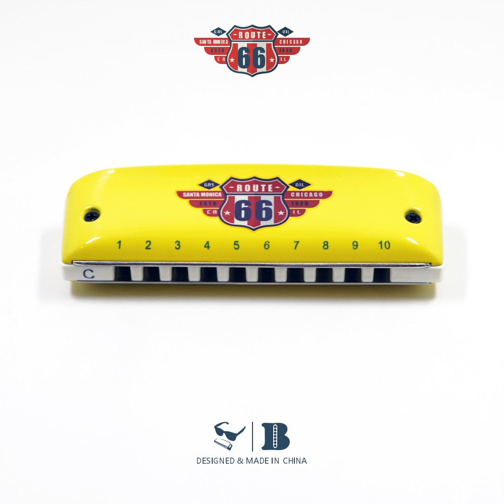 ルート66ハーモニカイエローペイント初心者10穴ブルースブルース10穴PADDY Yuanyuan同じスタイル