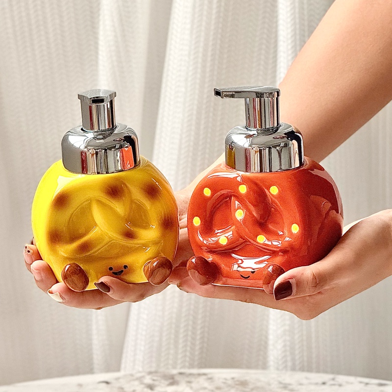 Creative Ceramic Mousse Foaming Bottle for Bathroom Sink Hand Soap, Shower Gel, and Shampoo Dispensing