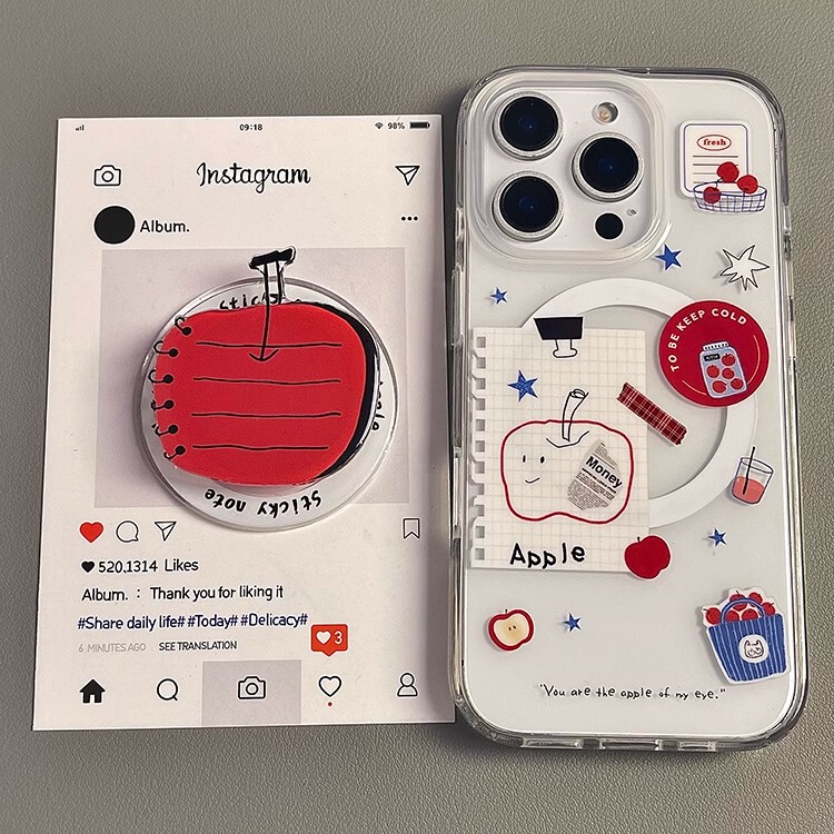 ins Korean Style Magnetic Apple Laptop Stand Suitable for Apple 17Promax Phone Case Iphone16Plus New Model 15Pro Female 14 Double-Layer 13/12 Full-Cover Anti-Fall Xsmax Protective Case