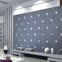 High-end customized European art glass mirror for dining room TV sofa rhombus tea mirror gray mirror home decoration back