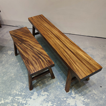 Solid wood bench dining chair minimalist balcony living room shoe replacement new Chinese style retro double wabi-sabi style walnut log bench