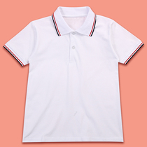 Children polo shirt Summer boy girl short sleeve T-shirt Elementary school uniform middle school white blouses graduation class clothes