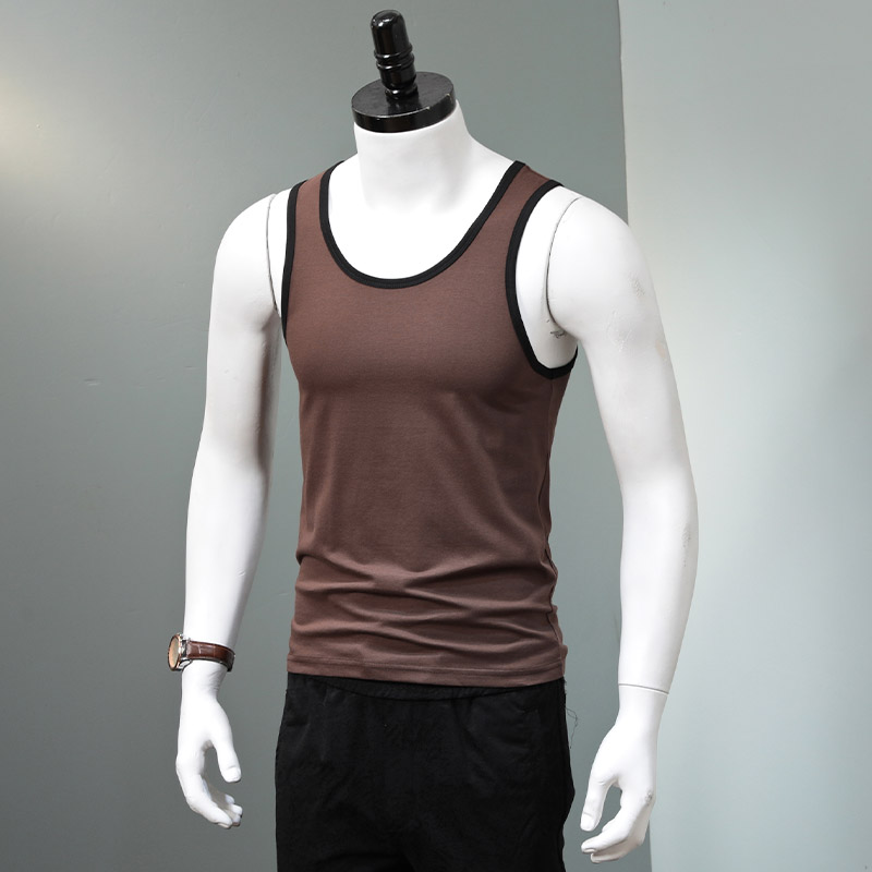Summer heavy vest basic style wear series sleeveless men's tight fitness singlet solid color vest pure white tide