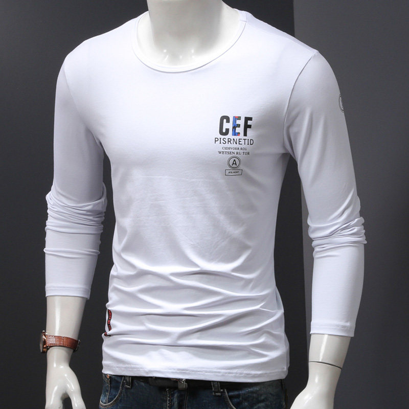 Spring and autumn thin section long-sleeved T-shirt bottoming shirt men's round neck printing tide brand spring and autumn clothes trend t-shirt small shirt