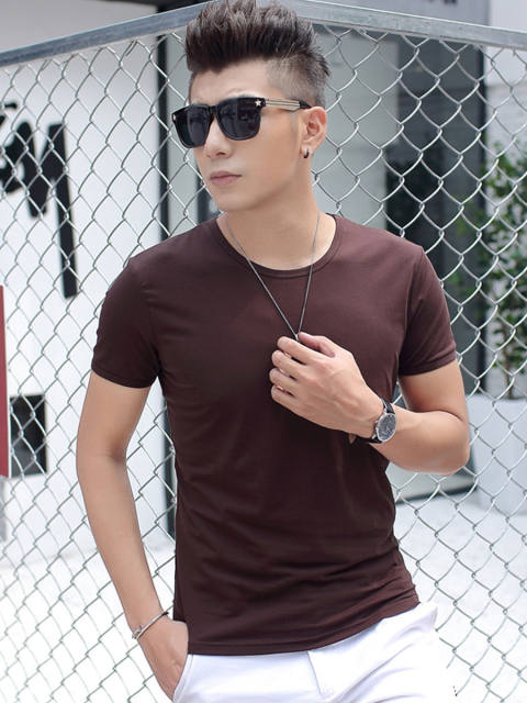 Jiachengniao summer men's short-sleeved T-shirt solid color half-sleeved T-shirt white round neck bottoming shirt top clothes men's fashion
