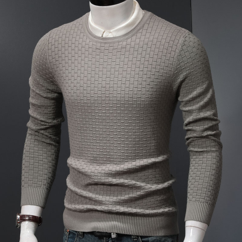 Round neck sweater men's autumn tops men's autumn and winter long-sleeved knitted sweaters bottoming sweaters sweaters sanitary clothes pullover trend