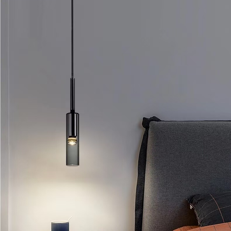 Postmodern Bedroom Bedside Chandelier Nordic Light Luxury Simple Internet-Famous Crystal Glass Single-Head Long-Line Staircase Chandelier