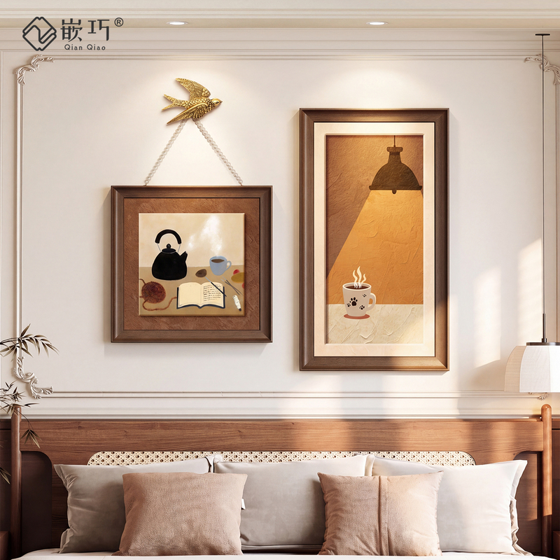 Niche Art Bedroom Decorative Painting, Antique-Style Abstract Master Bedroom Headboard Hanging Painting, Retro Cartoon Room Combination Mural Niche Art Bedroom Decorative Painting, Antique-Style Abstract Master Bedroom Headboard Hanging Painting, Retro Cartoon Room Combination Mural