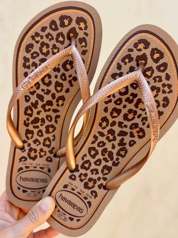 26 новых brazilian genuine havaianas тонкие ремешки леопардовый принт низкие сланцы без резиновой подошвы для женщин casual flip flops