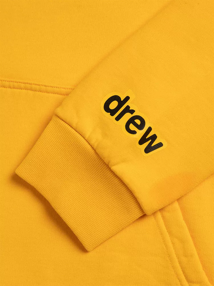Хохотушка Drew House с капюшоном, паттерн улыбающийся, ткань тёртая, чистый хлопок, золотисто-жёлтый, в том же стиле для мужчин и женщин