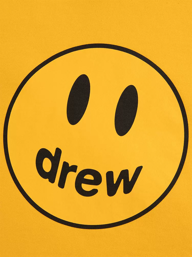 Хохотушка Drew House с капюшоном, паттерн улыбающийся, ткань тёртая, чистый хлопок, золотисто-жёлтый, в том же стиле для мужчин и женщин
