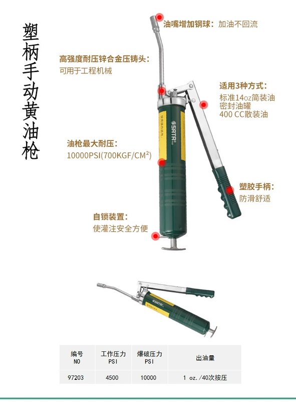 Súng mỡ Shida bằng tay súng mỡ loại súng nhỏ áp suất cao trong suốt súng mỡ tiết kiệm sức lao động hạng nặng công suất lớn