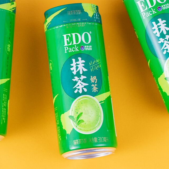 Edo Hong Kong-Style Matcha Milk Tea 310ml*6 Cans Ready-To-Drink Green Tea Fresh and Smooth Milk Tea Beverage