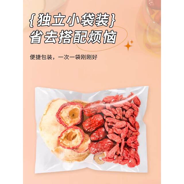 Apple, Hawthorn, Red Dates, and Goji Berry Combination Health Fruit Herbal Tea Bags Suitable for Women to Drink