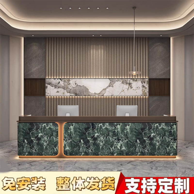 Modern Minimalist Company Hotel Front Desk Cashier Counter Beauty Salon Yoga Studio Clubhouse Faux Marble Stone Reception Desk