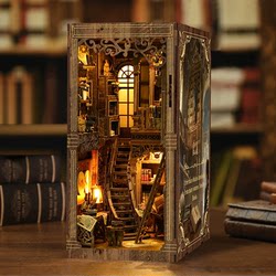 Ancient Book Collection Room Wooden Assembled Bookshelf DIY Small House Architectural Model Ornament Holiday Gift
