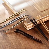 Single Tea Clip Black Sandalwood Solid Wood Made Stainless Steel Tweezers Tea Pure Copper Tea Set Accessories Six Gentlemen Suit