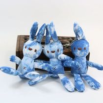 Tie-dye rabbit doll Dali tie-dye plant-dyed finished product handmade souvenir tie-dye doll blue rabbit Dali