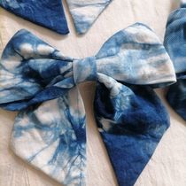 Tie-dyed hairpins pure handmade fabric blue dye tie-dye internet celebrity large bow hairpins fashion trend