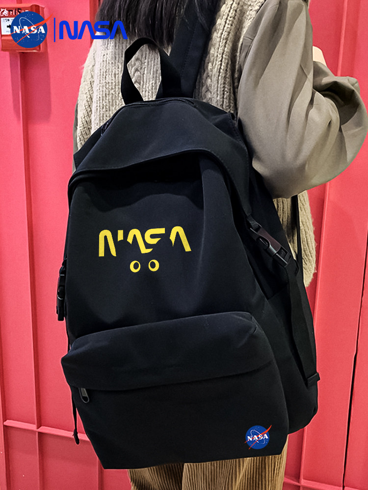 Nasa Co-Branded School Bag, Korean Version, Large Capacity, Lightweight, Burden-Reducing Backpack, Simple Backpack for College Students, High School and Junior High School Students
