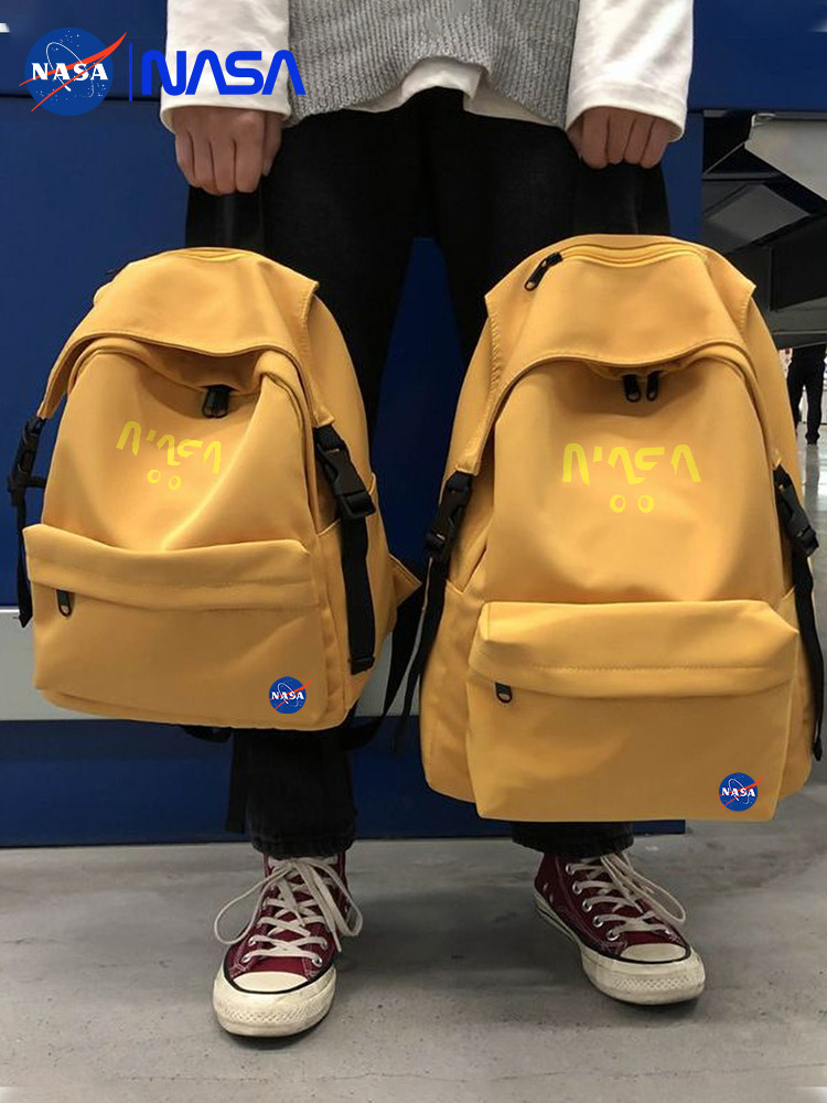 Nasa Co-Branded School Bag, Korean Version, Large Capacity, Lightweight, Burden-Reducing Backpack, Simple Backpack for College Students, High School and Junior High School Students