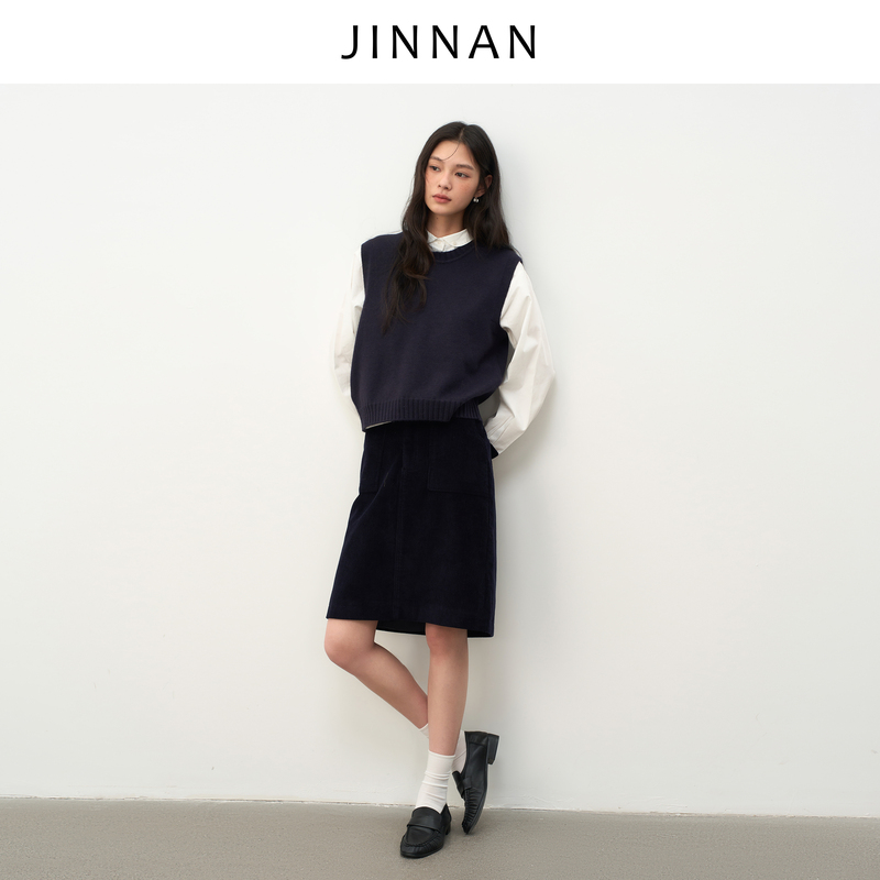 Jinnan Retro High-End Layered Design Knitted Vest Sleeveless Top Versatile