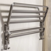 Gun gray towel rack without punching space aluminum light luxury style bathroom rack bathroom toilet towel rack wall hanging