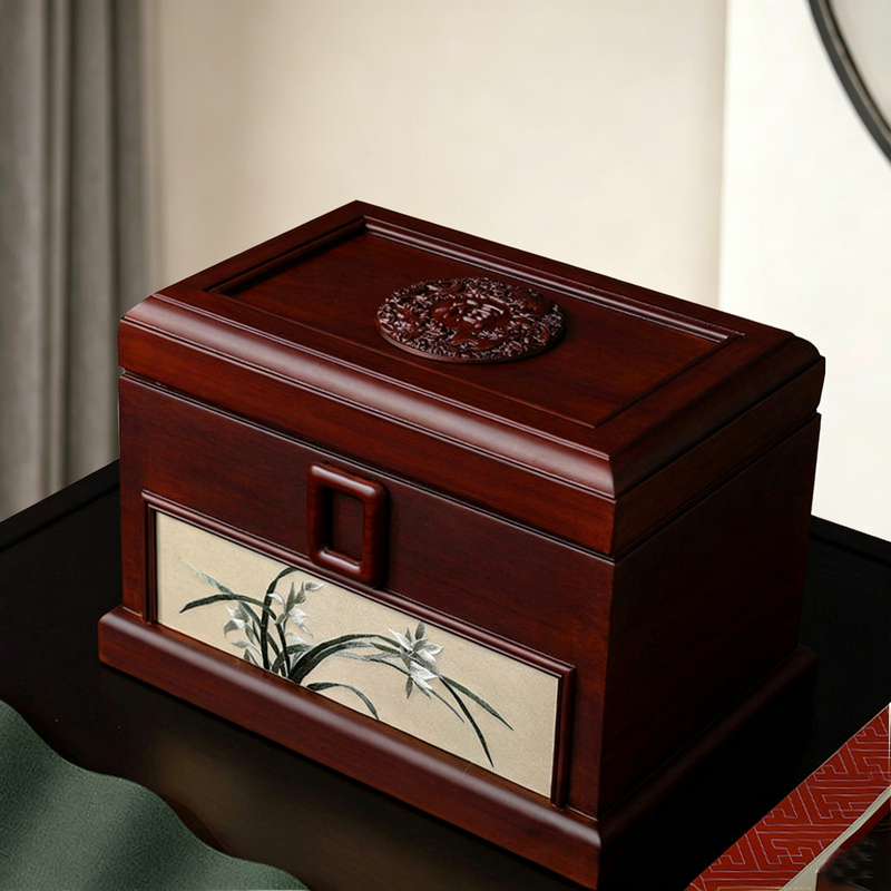 Solid Wood Urns, High-End Finely Carved, Moisture-Proof and Crack-Resistant, Universal for Men and Women, Suitable for Reburial, Funeral Supplies, Moisture-Proof Urns