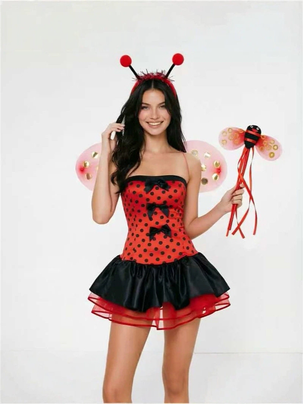 New Foreign Trade Product Amazon Strapless Tight-Fitting Ladybug Bee Dress Halloween Cosplay Party Costume Masquerade New Foreign Trade Product Amazon Strapless Tight-Fitting Ladybug Bee Dress Halloween Cosplay Party Costume Masquerade