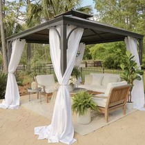 Pavilion sunshade waterproof window screen rainproof sun room outdoor grape rack courtyard curtain balcony white gauze customization