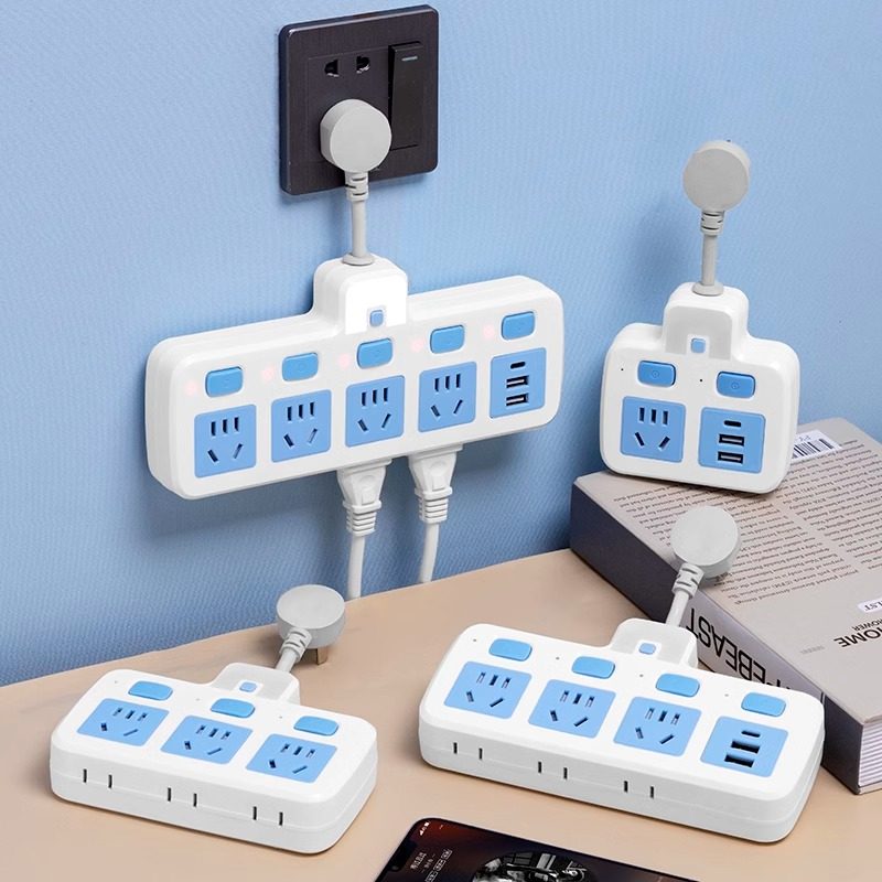 Short-Term Office and Home Use Power Strip with Usb, Independent Switches, Multi-Functional, One-To-Multiple Socket Adapter