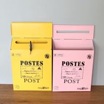 Small number with lock letter box letter box Small letterbox anti-rust opinion box hanging wall letter box civilian box mailbox hanging wall class cylinder