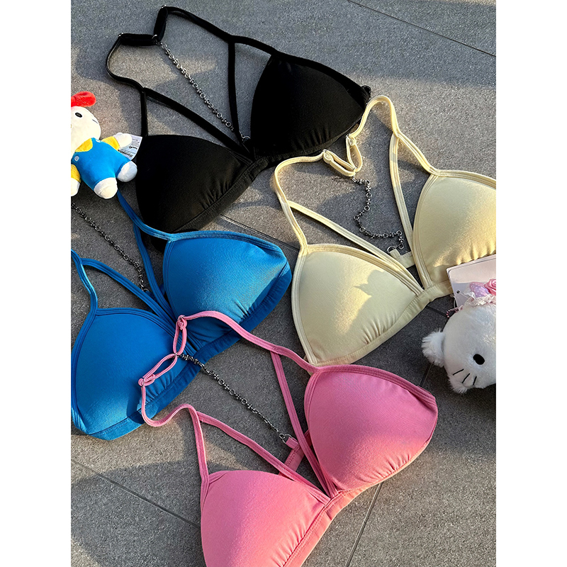 Suuuicee Versatile Formula Halter Chain Backless Bra Triangle Cup Sexy Bikini Bra Suuuicee Versatile Formula Halter Chain Backless Bra Triangle Cup Sexy Bikini Bra