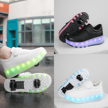 Brands Two Rounds Of Storm Shoeshoe Boy Children With Lamp Elementary School Kids Nets Red Shoes Pulley Shoes Girl Sneakers