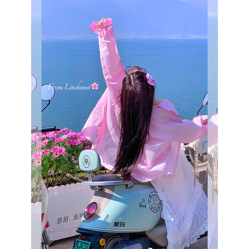 150kg Plus Size Women's Pink Sunscreen Shirt Jacket for Women 2025 Spring/Summer Fat Girl Style Age-Reducing Shirt Trend