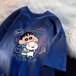 2025 New Heavy-Duty Summer Pure Cotton Japanese-Style Short-Sleeve T-Shirt for Men and Women, Cartoon Loose Trendy Couple Tops ins