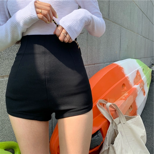 Черные шорты, цветные летние штаны, леггинсы, костюм, высокая талия