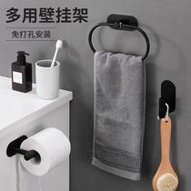 304 Black Towel Ring No-Punch Bathroom Set Multifunctional Hook Amazon Best Selling Paper Towel Rack Towel Rack