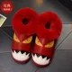 Dép cotton nữ mùa đông Dép da PU nhà hoạt hình trong nhà ấm đôi giày nam dày đế chống trượt không thấm nước giày cotton